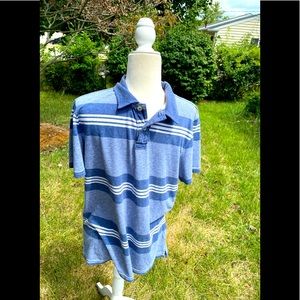 Arizona Jeans’ Blue Striped Polo Shirt; Size L